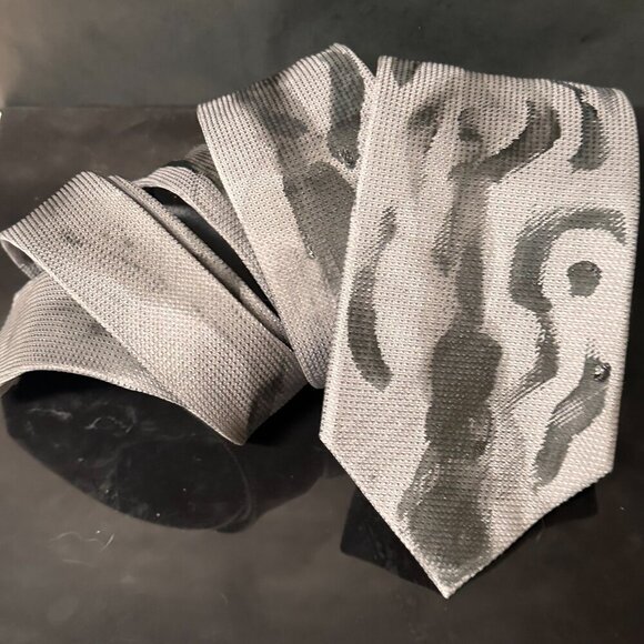 Montana Gray black Tie Mens Necktie Hand painted Abstract Art Neckwear Menswear - Picture 4 of 6